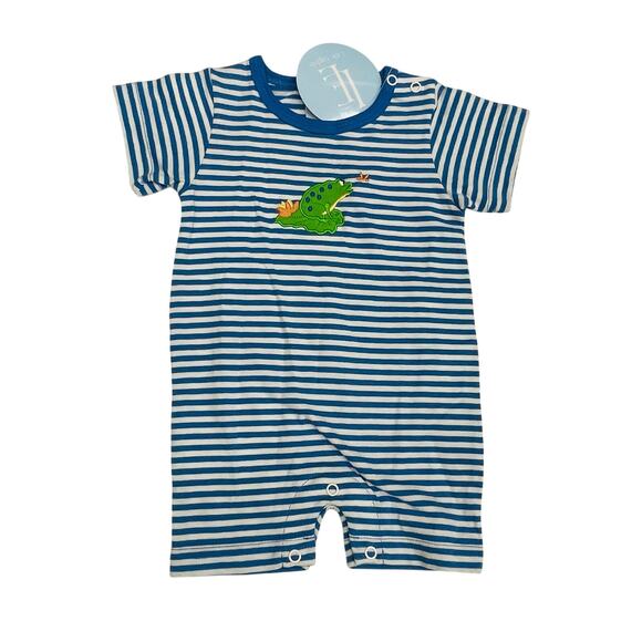 NWT Little English 3M Blue Frog Romper - Picture 1 of 5